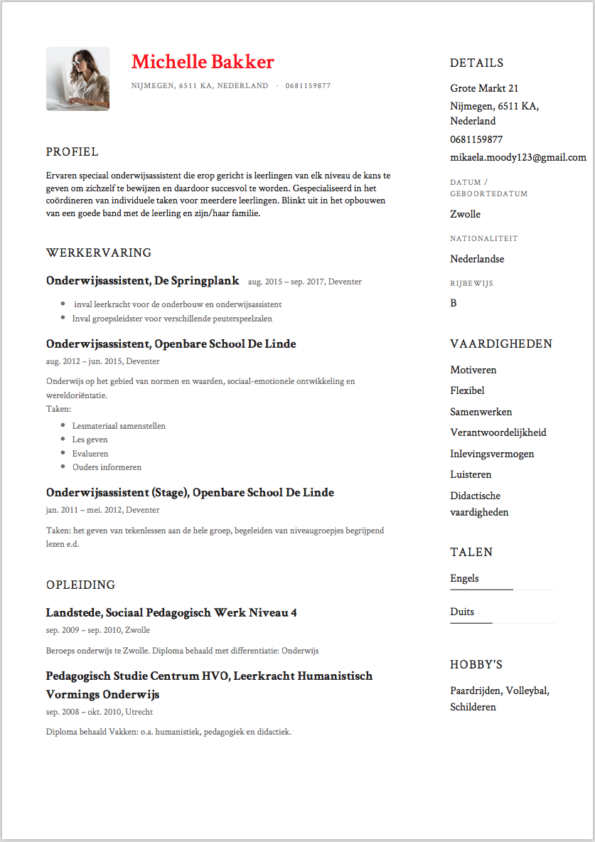 kraam borduurwerk Vlieger 12+ Voorbeeld CV's Onderwijsassistent + CV Handleiding | Word & PDF